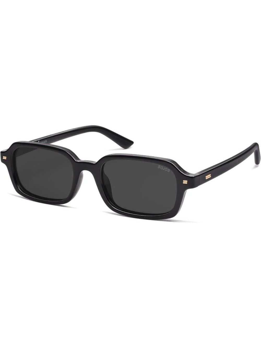 Women's Black Grey Retro Fashion Thin Slim Trendy Rectangle Polarized Sunglasses
